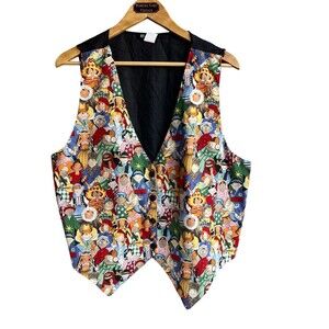 III MAIN Novelty Vest Village Children Black Background Fun Teacher Size 1X